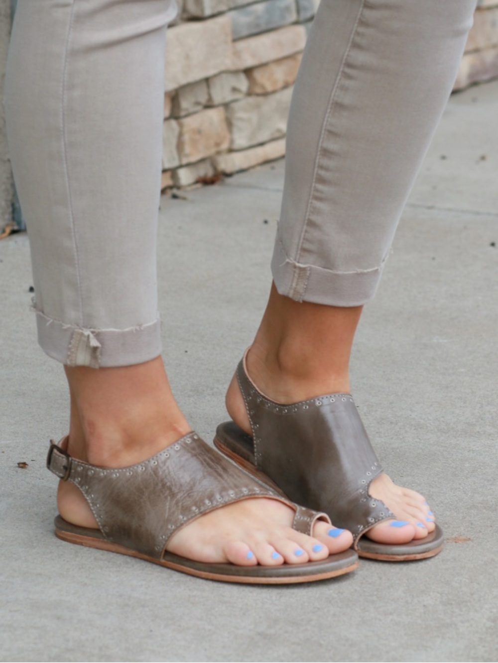 Bed Stu Rustic Taupe Studded Detail Sandals